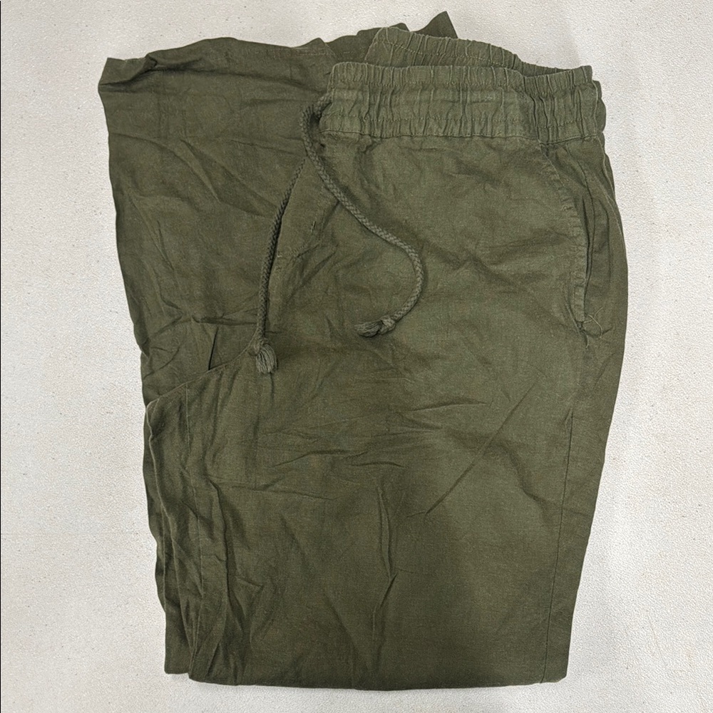 NWT New York & Company NY&C green linen pant Petite Large
